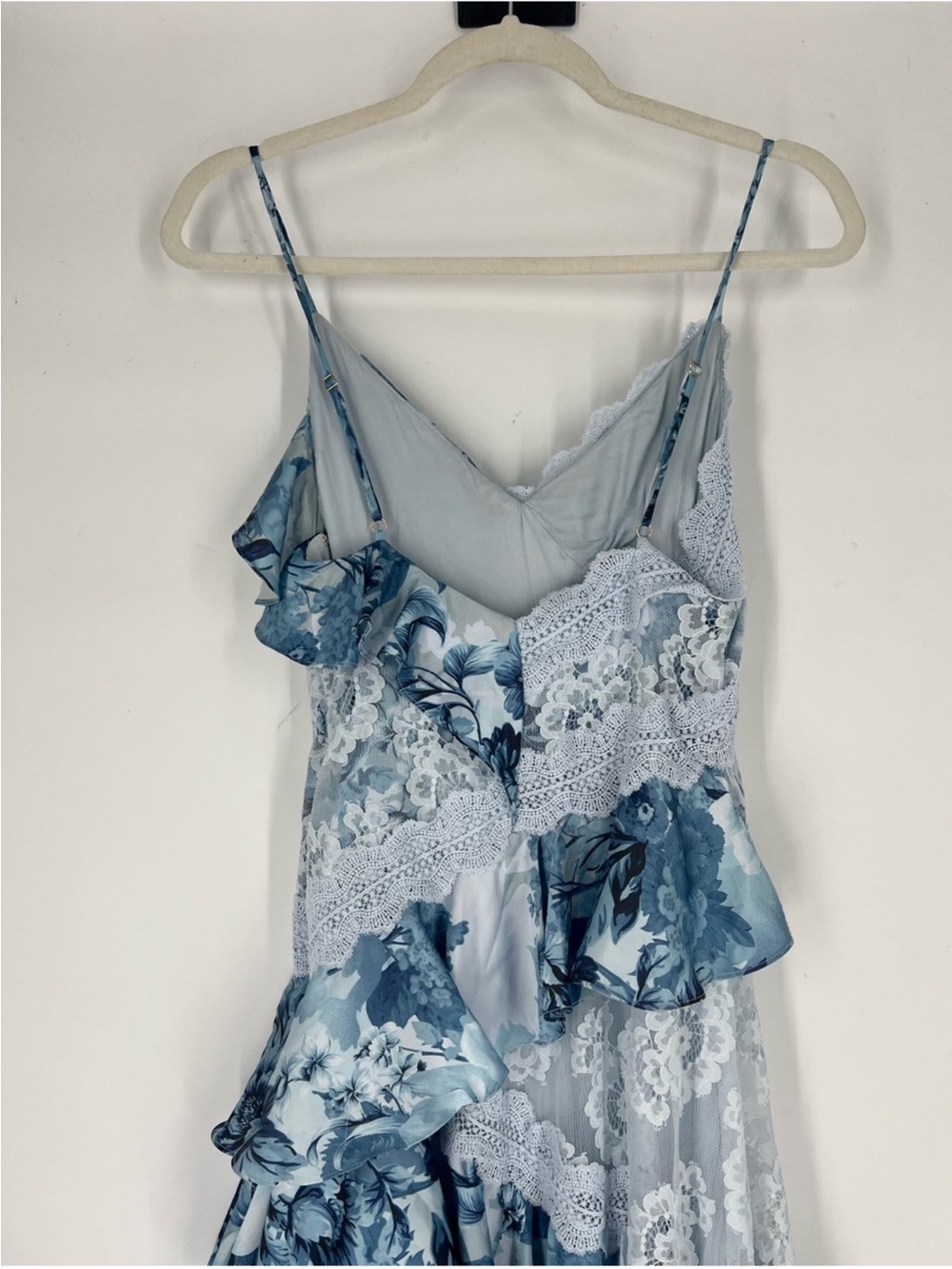 BHLDN Elora Blue Floral Lace Ruffle Formal Strappy Bohemian Maxi Dress Gown 2 - Picture 9 of 13